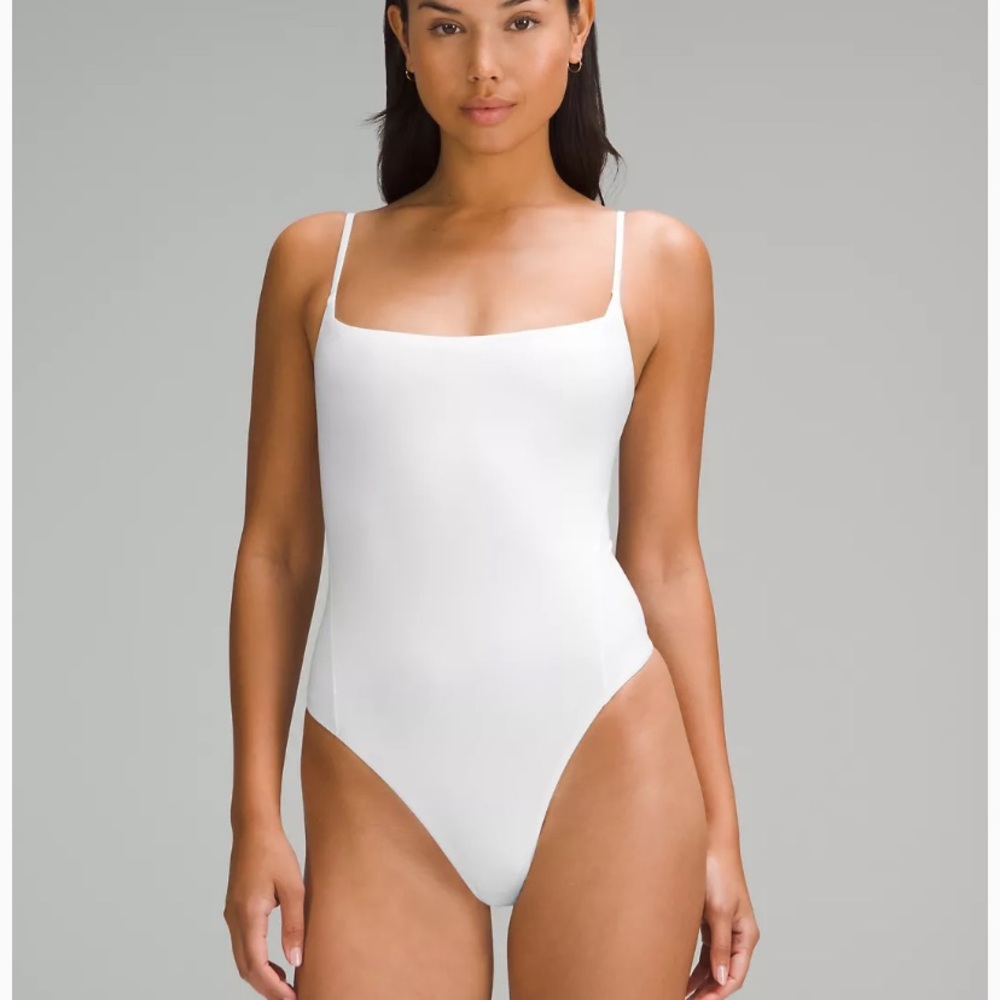 Lululemon Athletica White One-Piece Bodysuit Square Neckline
